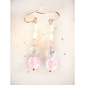 Rose Quartz &  Glass Beaded Earrings